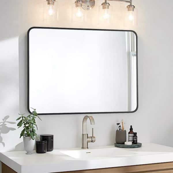 Nestfair 24 in. W x 36 in. H Rectangular Framed Wall Mounted Bathroom Vanity Mirror in Black