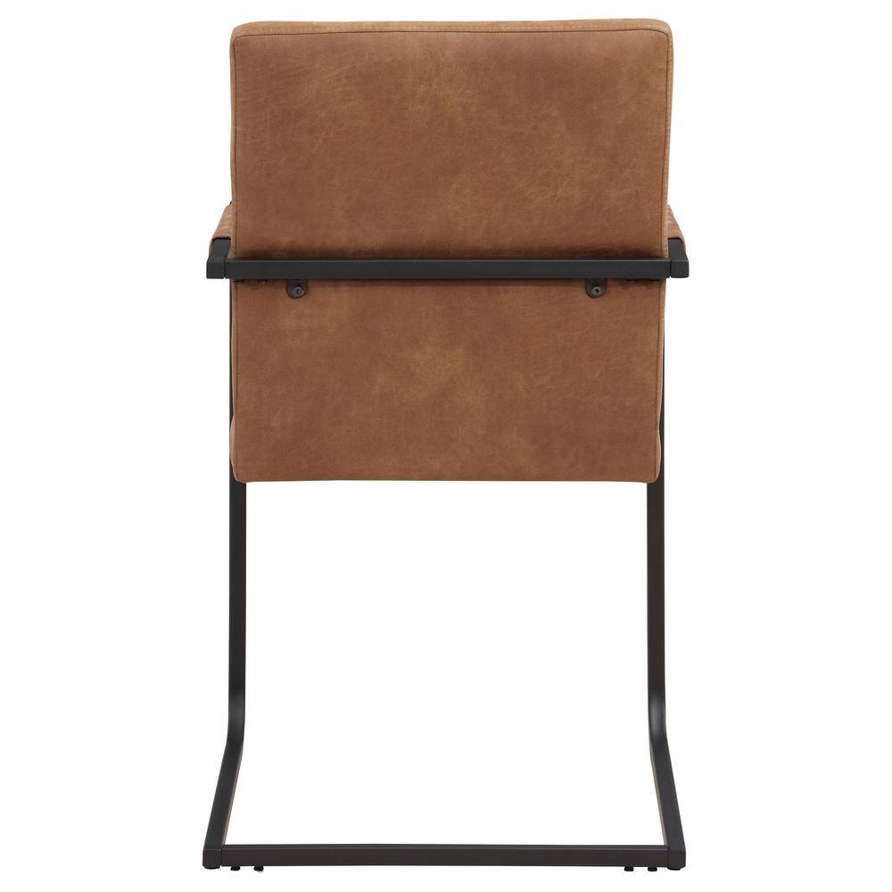 Antique Brown Faux Leather Upholstered Arm Chair with Metal Frame