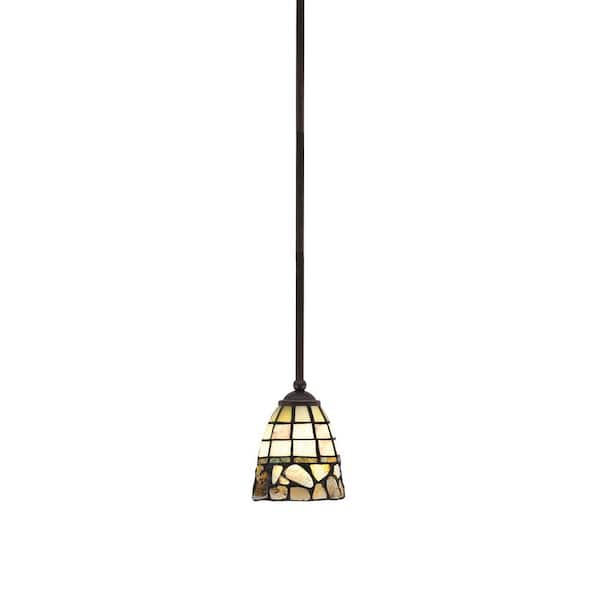 Unbranded Clevelend 100-Watt 1-Light Brown Pendant Mini Pendant Light with Cobblestone Art Glass Shade and Light Bulb Not Included