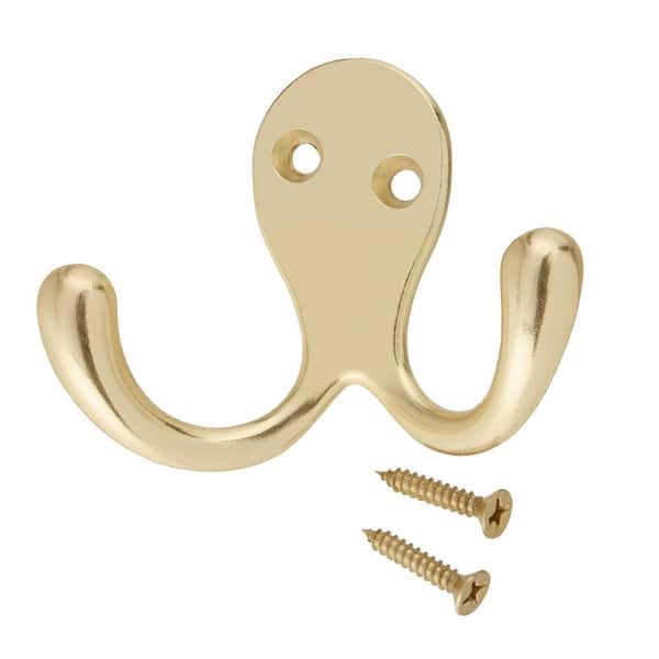 J-Hook Robe/Towel Hook Double Hook in Satin Brass
