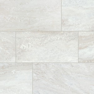 Sanbristol White Marvel 24 in. x 48 in. Matte Color Body Porcelain Stone Look Floor and Wall Tile (305.2 sq.ft./pallet)