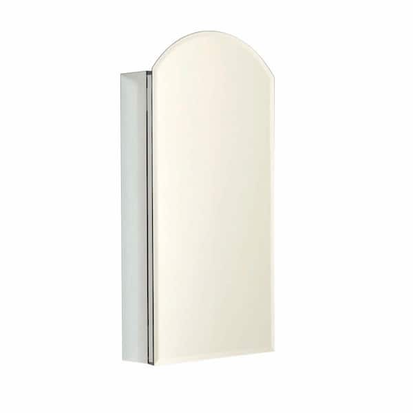 Zenith Premium Designer Series Aluminum Frameless 15 in. Surface or Recessed Medicine Cabinet with Arched Top