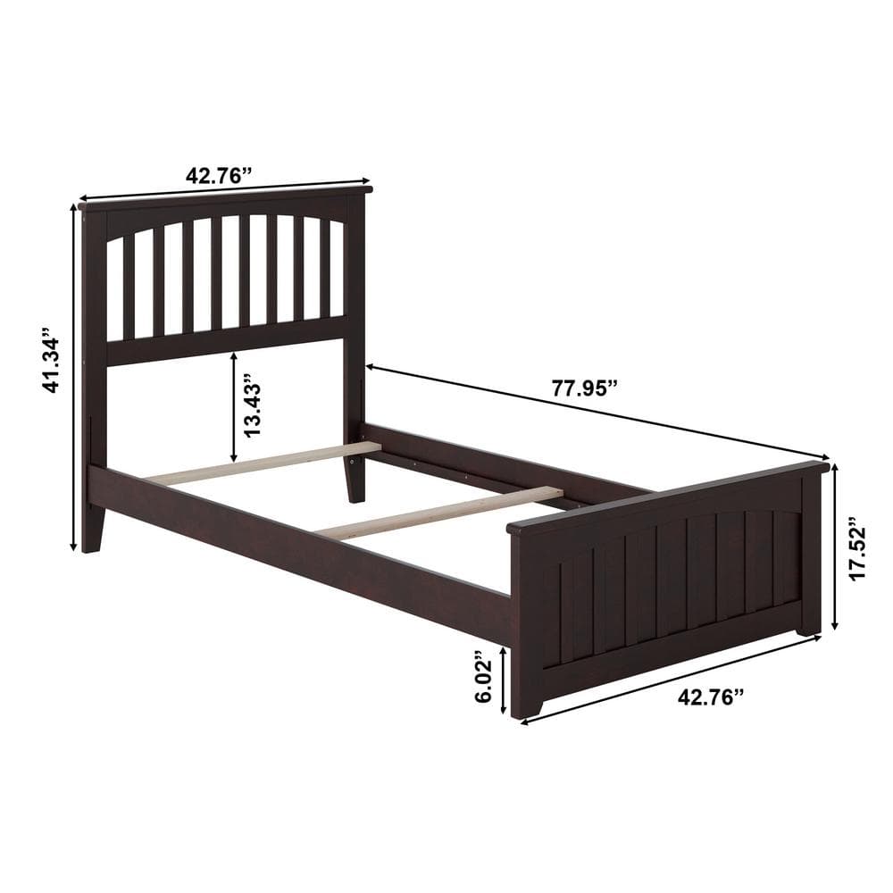 Espresso Twin Mission Wood Bed with Storage and Headboard