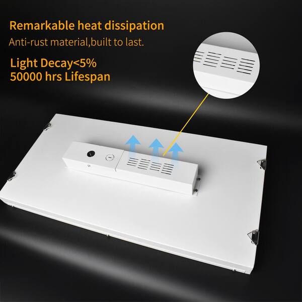Bieuoram 2 ft. 100-Watt Integrated LED White High Bay Light 5000K Industrial Workshop Linear Hanging Light (1-Pack)