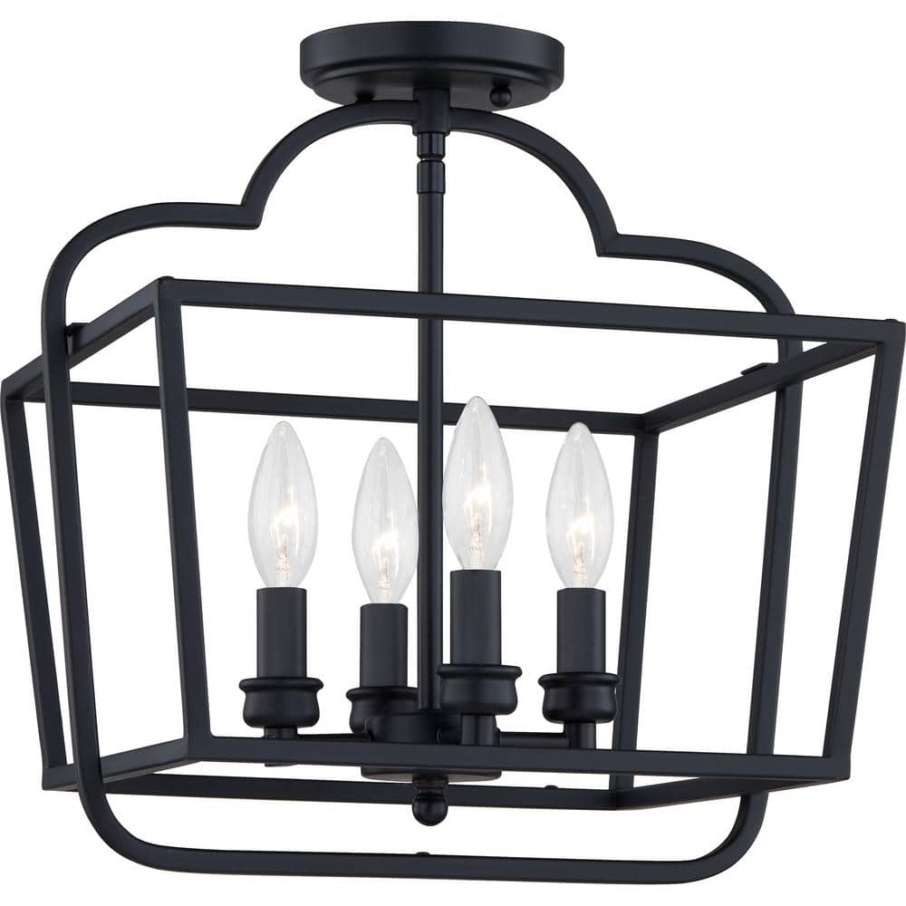 Blanche Matte Black 4-Light Transitional Semi-Flush Mount