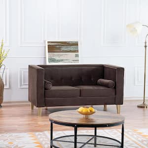 Loveseat for Living Room, Tufted Cushion, Solid Wooden Legs Reading Chairs for Bedroom Comfy - Espresso