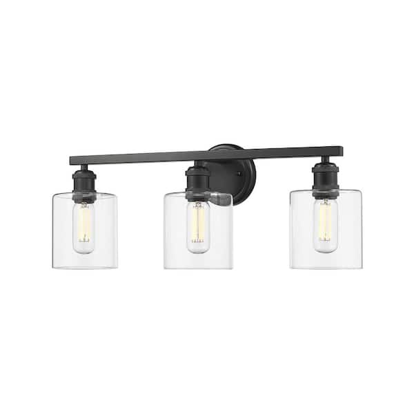 Golden Lighting - Fisher 5 in. 3-Light Black Vanity Light