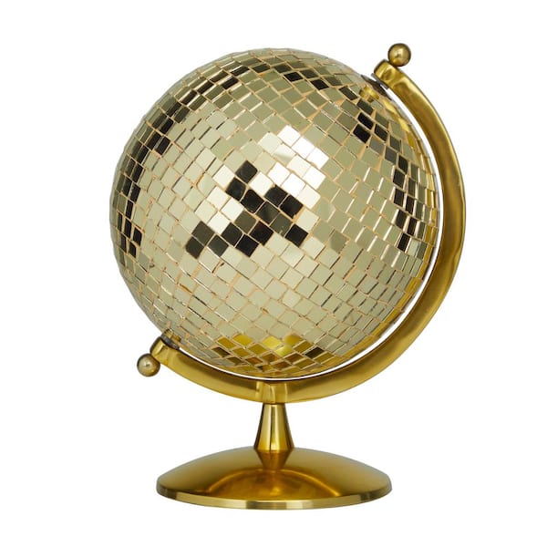Novogratz 12 in. Gold Stainless Steel Disco Ball Style Decorative Globe