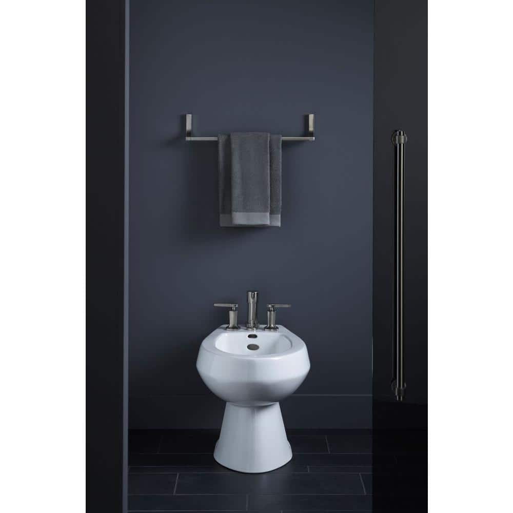 White Vitreous China Floor Mounted Vertical Spray Bidet