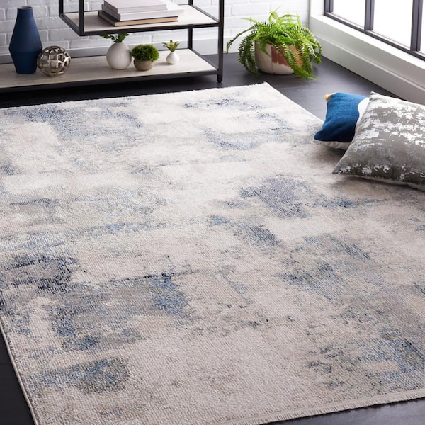 Bayside Blue/Gray 9 ft. x 12 ft. Distressed Watercolor Area Rug
