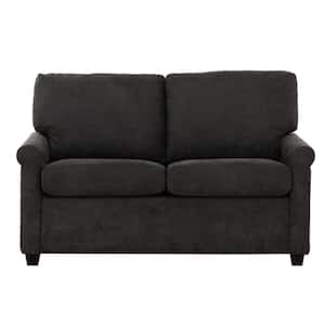 Kensington Charcoal 54 in. Convertible Dark Grey, Polyester Twin Sleeper Sofa with USB Ports
