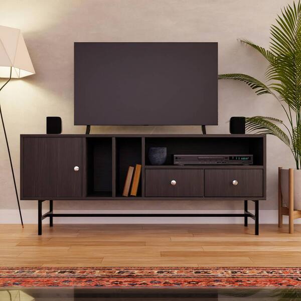 Leisuremod Rochester Modern Rectangular Tv Stand With Enclosed Storage 