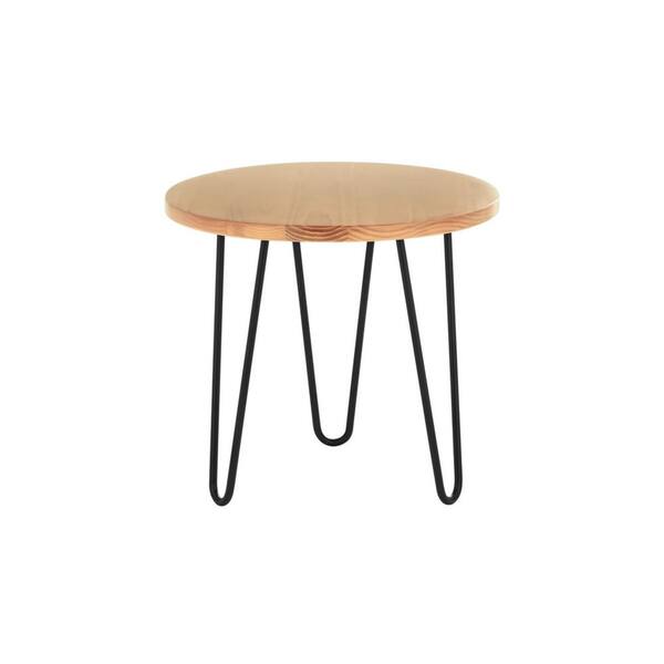 StyleWell Banyan Round Honey Wood End Table with Hairpin Legs