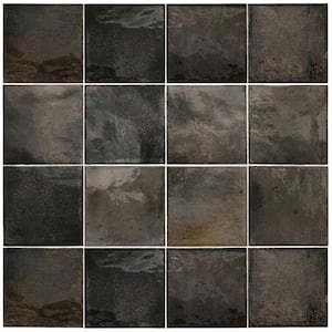 Antiek Black 3.94 in. x 3.94 in. Glossy Ceramic Square Wall and Floor Tile (5.39 sq. ft./case) (50-pack)