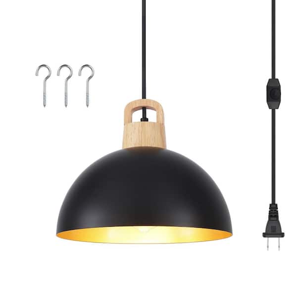 ADSENSTY 1 Light Black Shaded Industrial Single Pendant Light with Metal Dome Shade for Dinning Room,No Bulbs Included