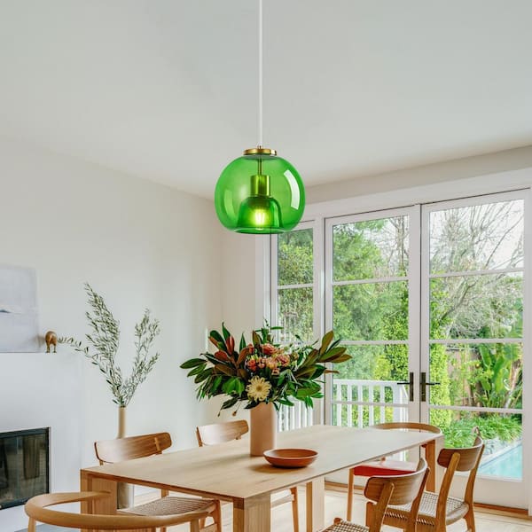 ZHLWIN Home Lighting 60-Watt 3-Light Green Glass Modern Pendant