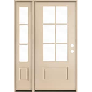 UINTAH Farmhouse 50 in. x 80 in. 6-Lite Left-Hand/Inswing Clear Glass Unfinished Fiberglass Prehung Front Door LSL