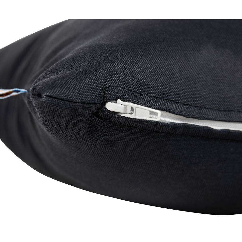 Set of 2 Black All-Weather Outdoor Square Throw Pillows