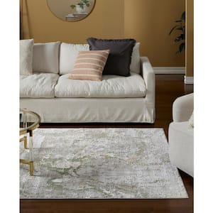 Luxe Opaline Bold Marble Sage Green 5 ft. x 7 ft. Area Rug