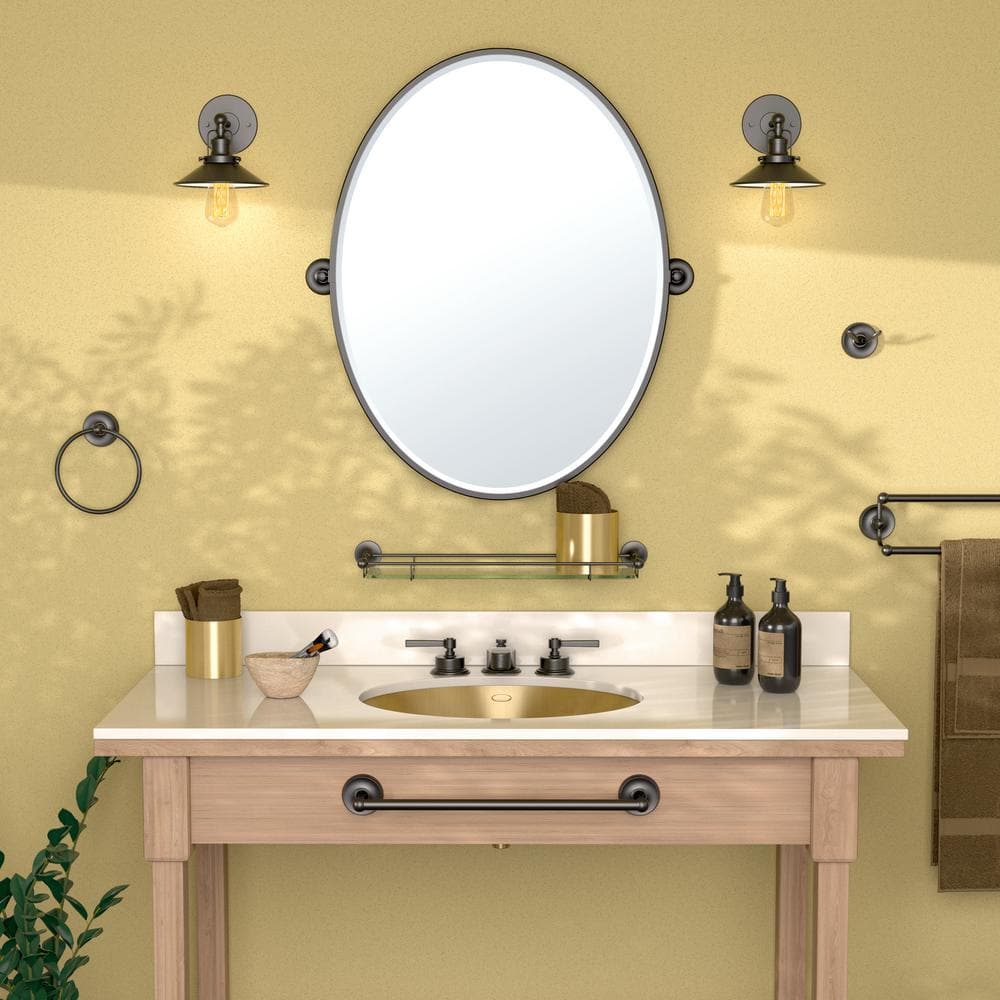 Elegant Matte Black 22" Tempered Glass Floating Bathroom Shelf