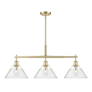 Orwell 100-Watt 3-Light Brushed Champagne Bronze and Clear Glass Linear Pendant Light