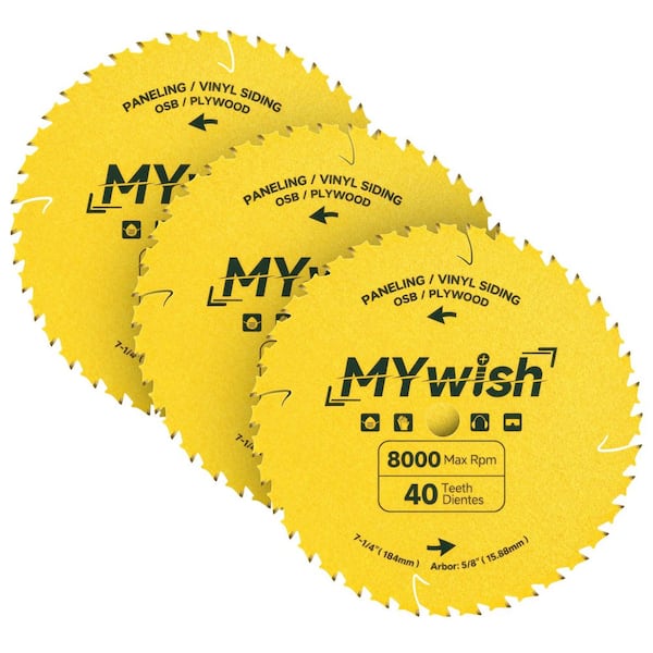 7-1/4 in. 40-Tooth Smooth Finish Circular Saw Blade Value Pack (3-Pack)