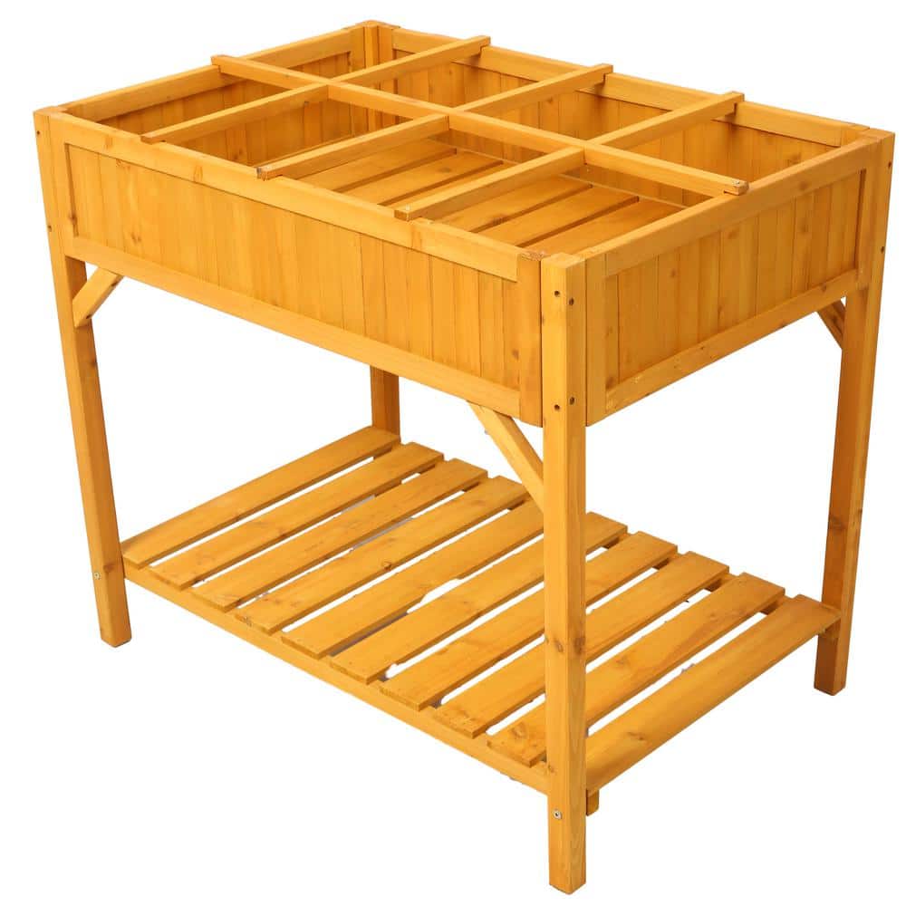 Brown 36 in. x 24 in. x W 31 in. Wood Raised Garden Bed Elevated Planter Bo