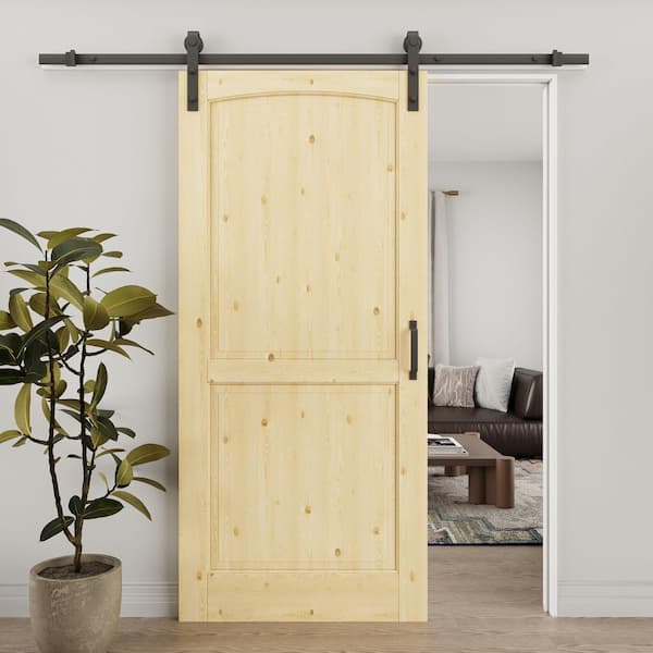 ARK DESIGN 36 in. x 80 in. Arch 2-Panel Unfinished Solid Core Pine Wood ...