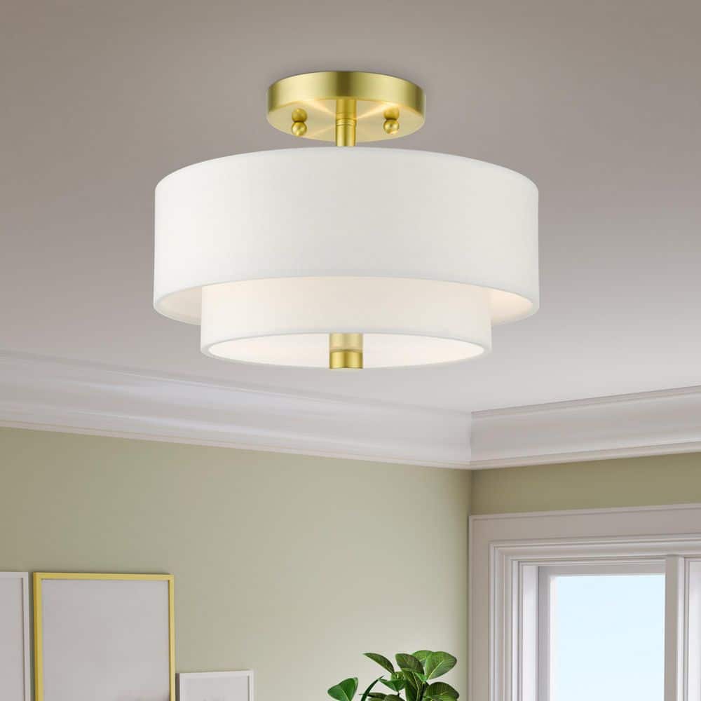 Satin Brass Glass Drum LED Indoor/Outdoor Light Fixture