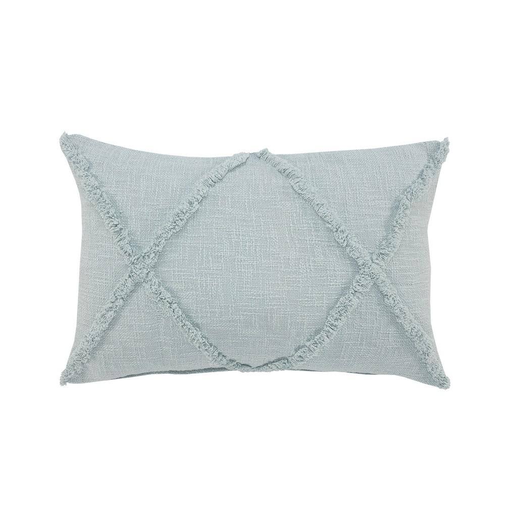 Light Blue Shag Diamond Cotton Throw Pillow with Polyester Insert