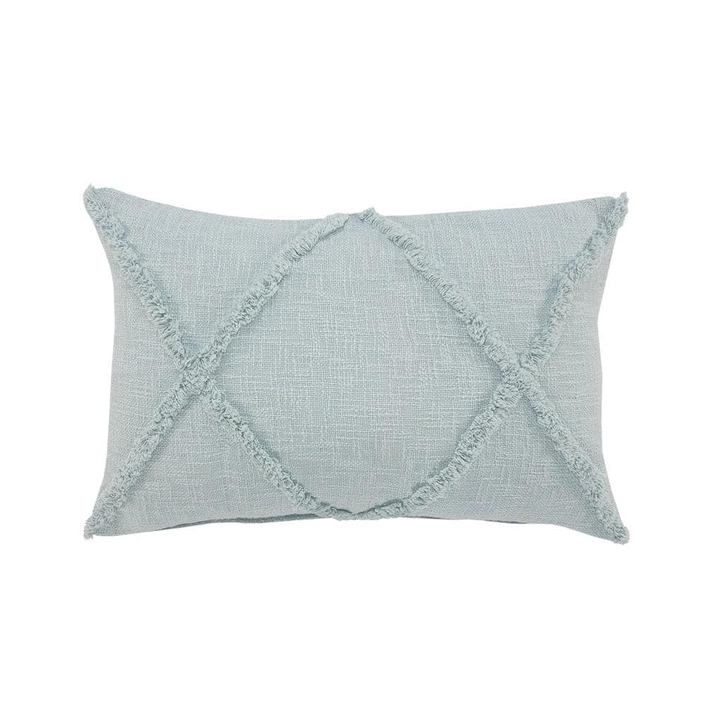 Rhea Tufted Pastel Blue Geometric Cross Soft Poly-Fill 16 in. x 24 in. Thro