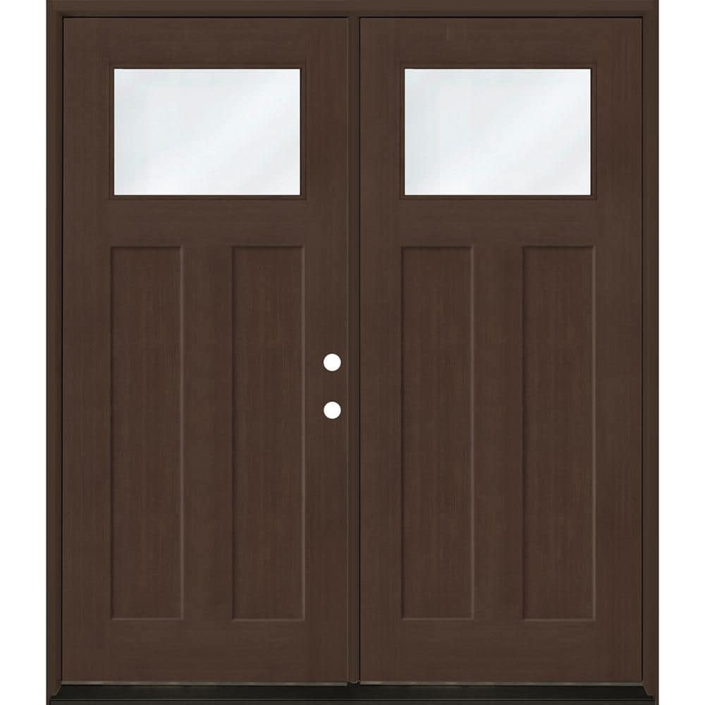 Regency 72 in. x 80 in. 1/4 TopL Clear Glass LHIS Hickory Fir Fiberglass Double Prehung Front Door with 6-9/16 Jamb price history on PriceWatchPro