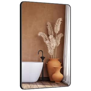 30 in. W x 36 in. H Rectangular Aluminum Framed Wall Bathroom Vanity Mirror in Black