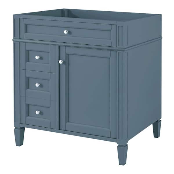 Quintina 29.30 in. W Modern Freestanding Bath Vanity Cabinet without Top in Indigo with Door, Tip-Out Drawer, 2-Drawers