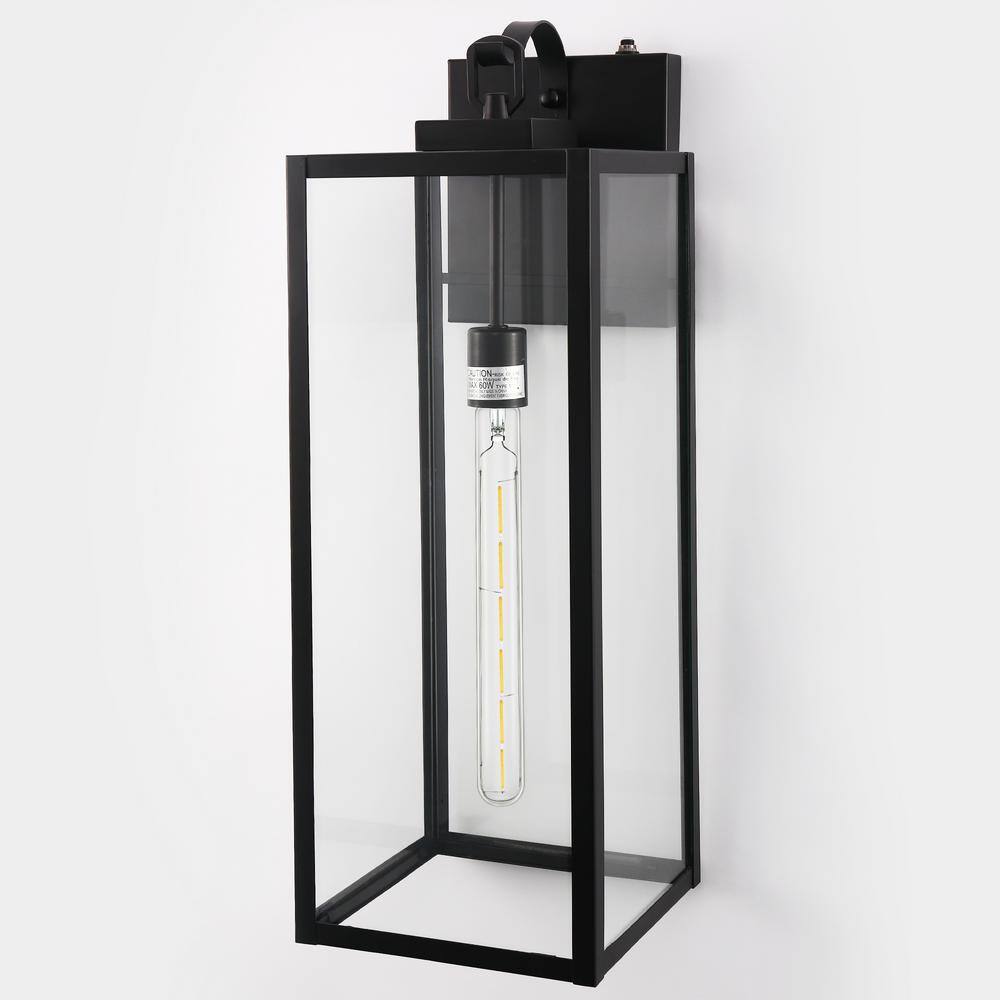 24 in.2-Pack Black Dusk to Dawn Waterproof Outdoor Lantern Wall Light for Porch Doorway and T30 Bulbs Included price history on PriceWatchPro