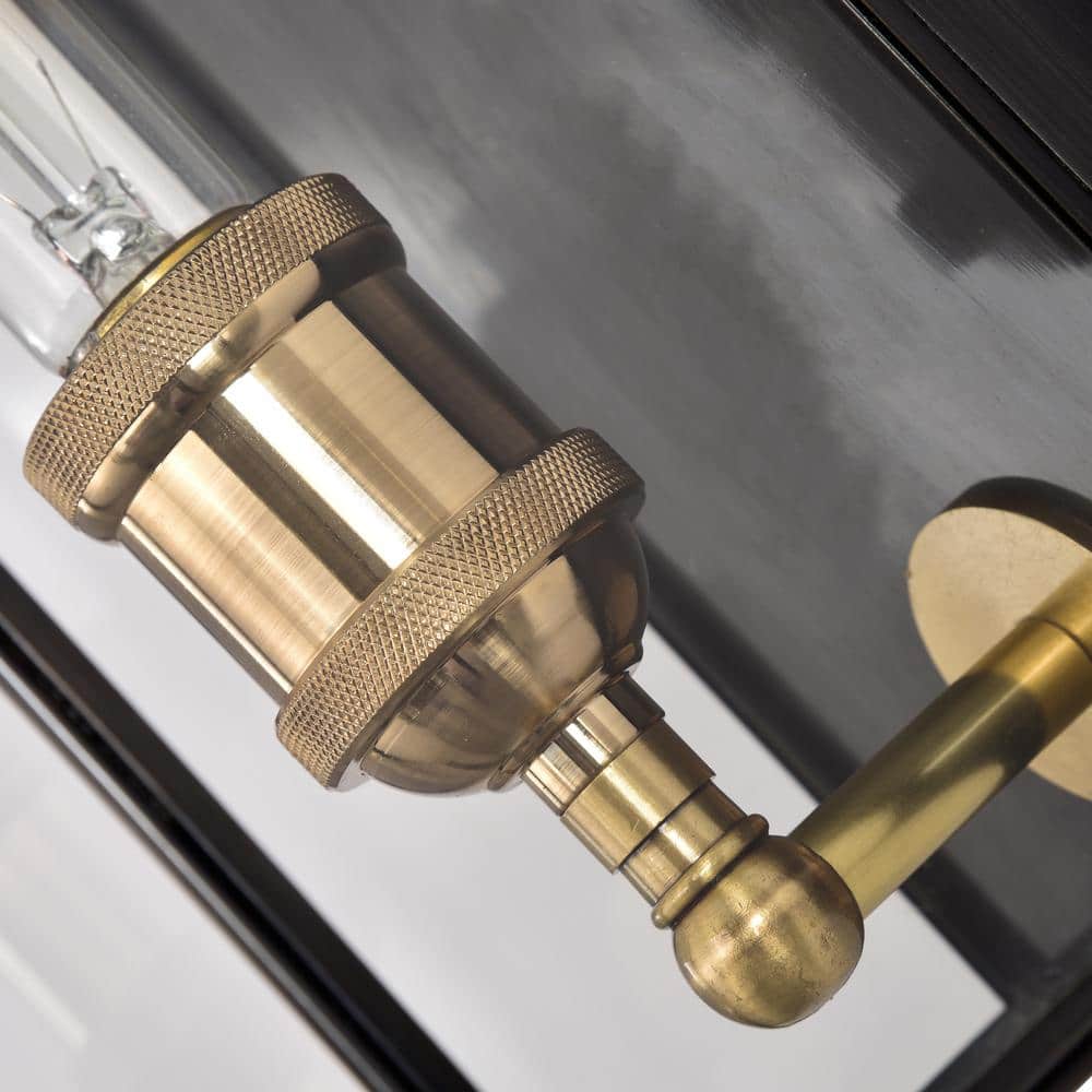 Modern Brass and Bronze Rectangular Outdoor Wall Sconce with Clear Glass