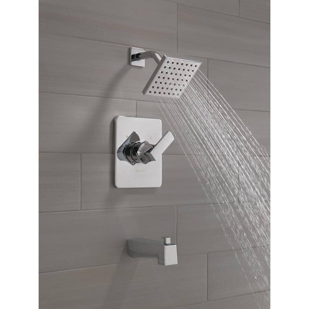 Chrome Square Multi-Head Wall Mounted Tub and Shower Faucet Set