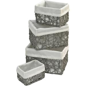 8 in. D x 6 in. H x 7 in. W Grey/White Paper Cube Storage Bin