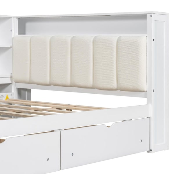 Harper & Bright Designs White Wood Frame Full Platform Bed with