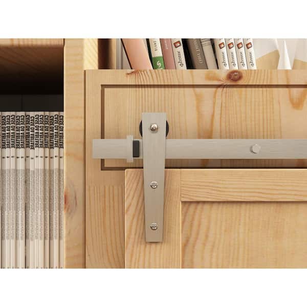 Quiet Glide 72 in. Satin Nickel Miniature Wedge Sliding Barn Door Hardware for Double Furniture Wood Doors