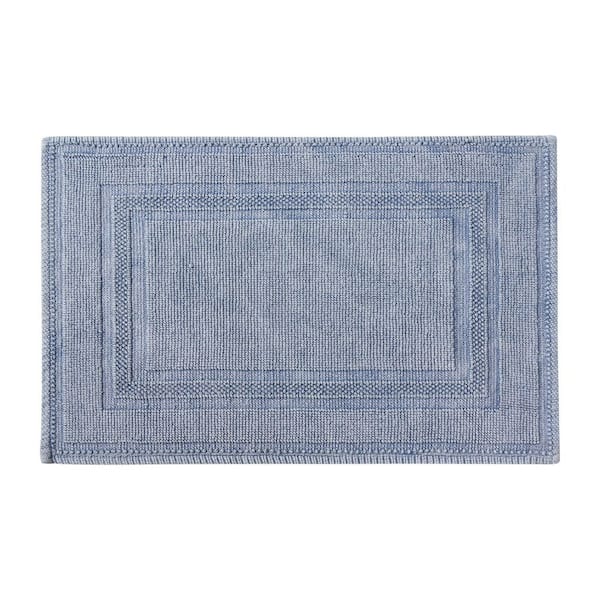 Jean Pierre Stonewash Racetrack Washed Blue 21 in. x 34 in. Cotton Rectangular Bath Rug