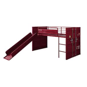 Cargo Red Twin Loft Bed with Slide