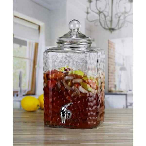 Style Setter Homestead 2.5 Gal. Textured Pattern Clear Glass Cold Beverage  Glass Dispenser with Leak Proof Acrylic Spigot 410407-RB - The Home Depot
