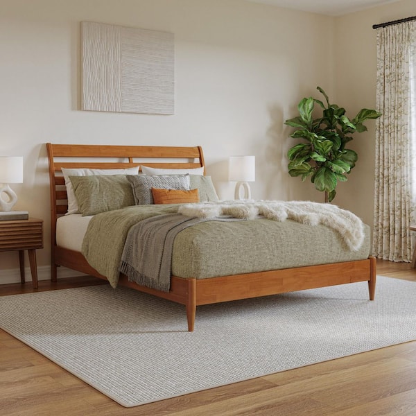 AFI Savannah Light Toffee Natural Bronze Solid Wood Frame Queen Low Profile Platform Bed