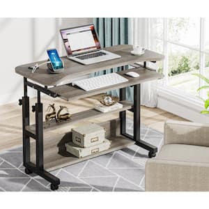 Moronia Grey Portable Desk with Wireless Charging Station, Height Adjustable Laptop Table with USB Ports