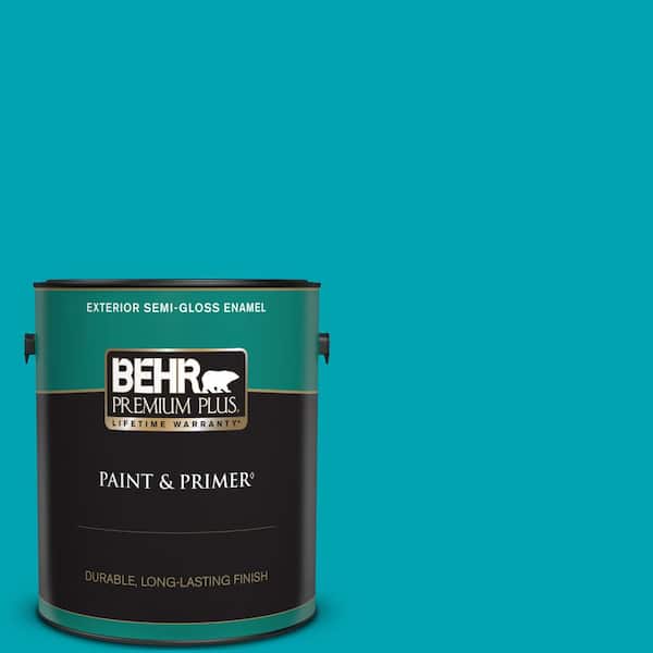BEHR PREMIUM PLUS 1 gal. #510B-6 Blue Jewel Semi-Gloss Enamel Exterior Paint & Primer