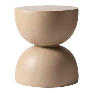 Minimalist Side Table in Fiber stone Hourglass Accent Table Patio End Table Stool Sage Series in Beige