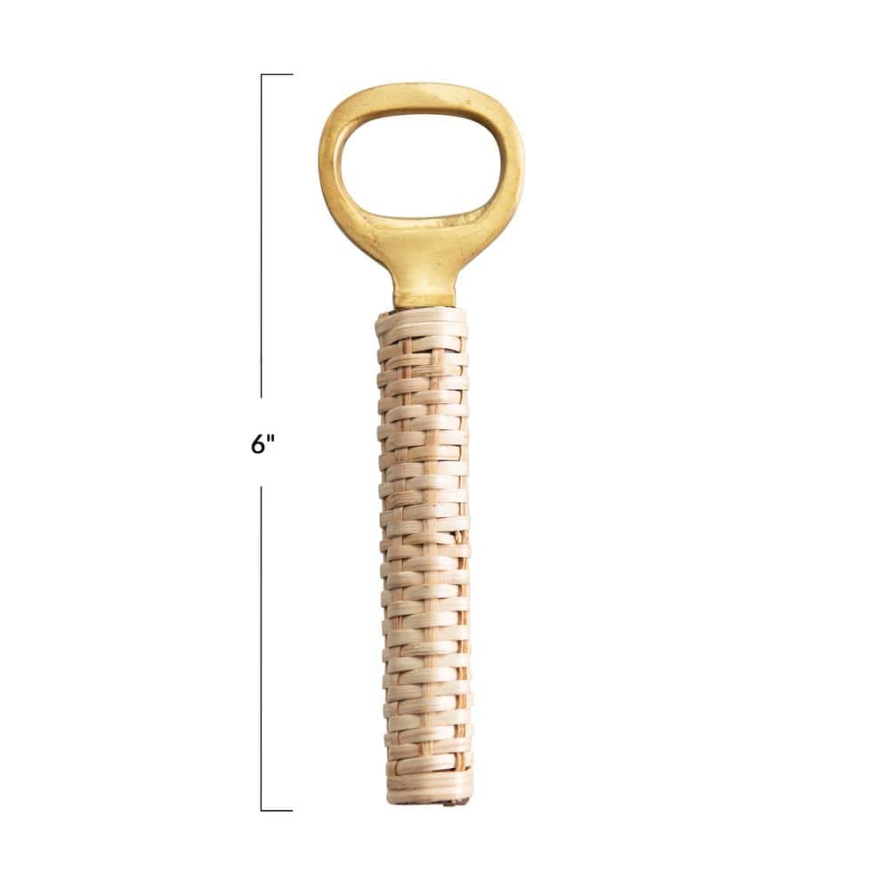 Bamboo and Brass Bottle Opener with Woven Handle