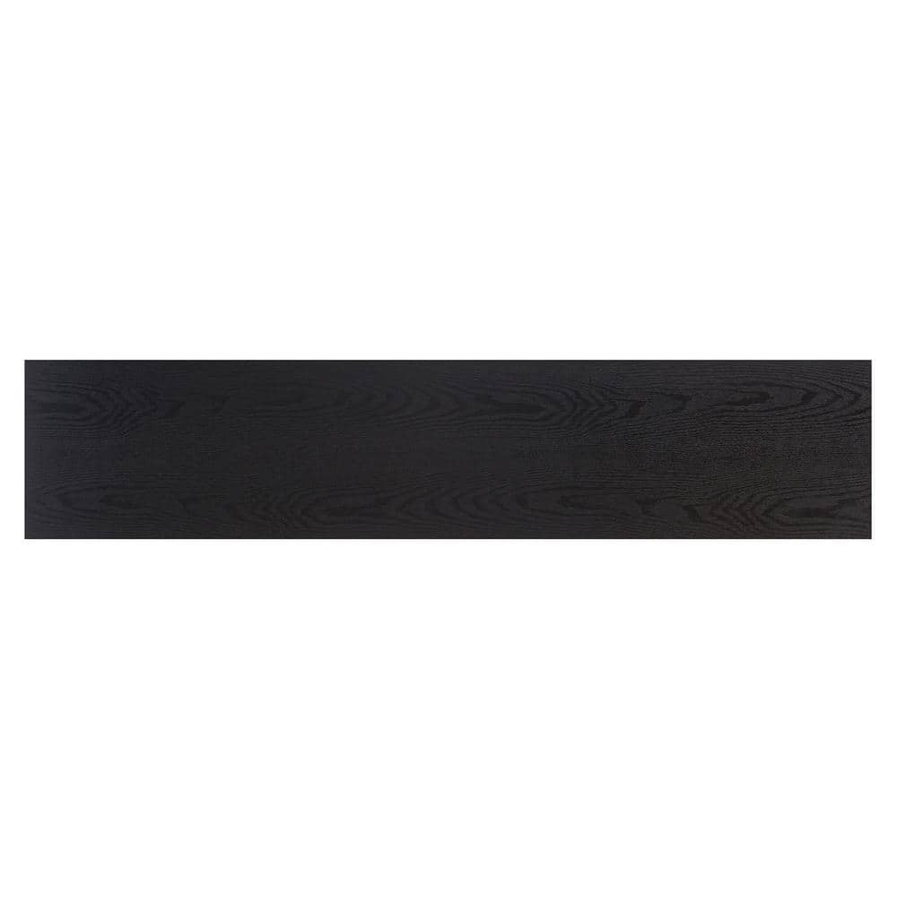 Transitional Black Grain 68'' TV Stand with Brass Hardware