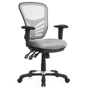 Grey Mesh Office Chair 3-Paddle Computer Desk Chair with Adjustable Seat